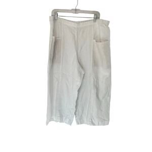 J. Jill Pure Jill Linen Pants XL White Stretch Pull On Lagenlook Coastal Cropped